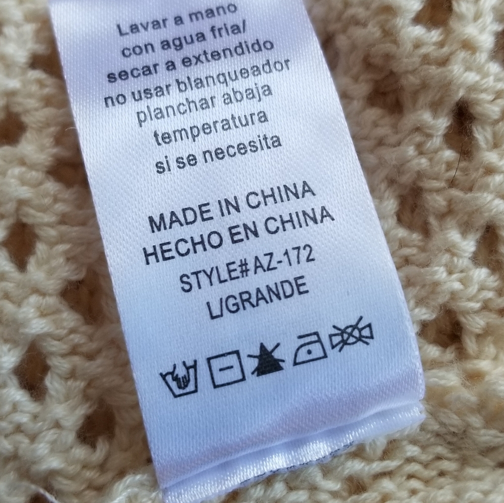 Fate by LFD Wide Open Arm Ivory Sweater Size Large Relaxed Crochet NEW NWT - Picture 8 of 10